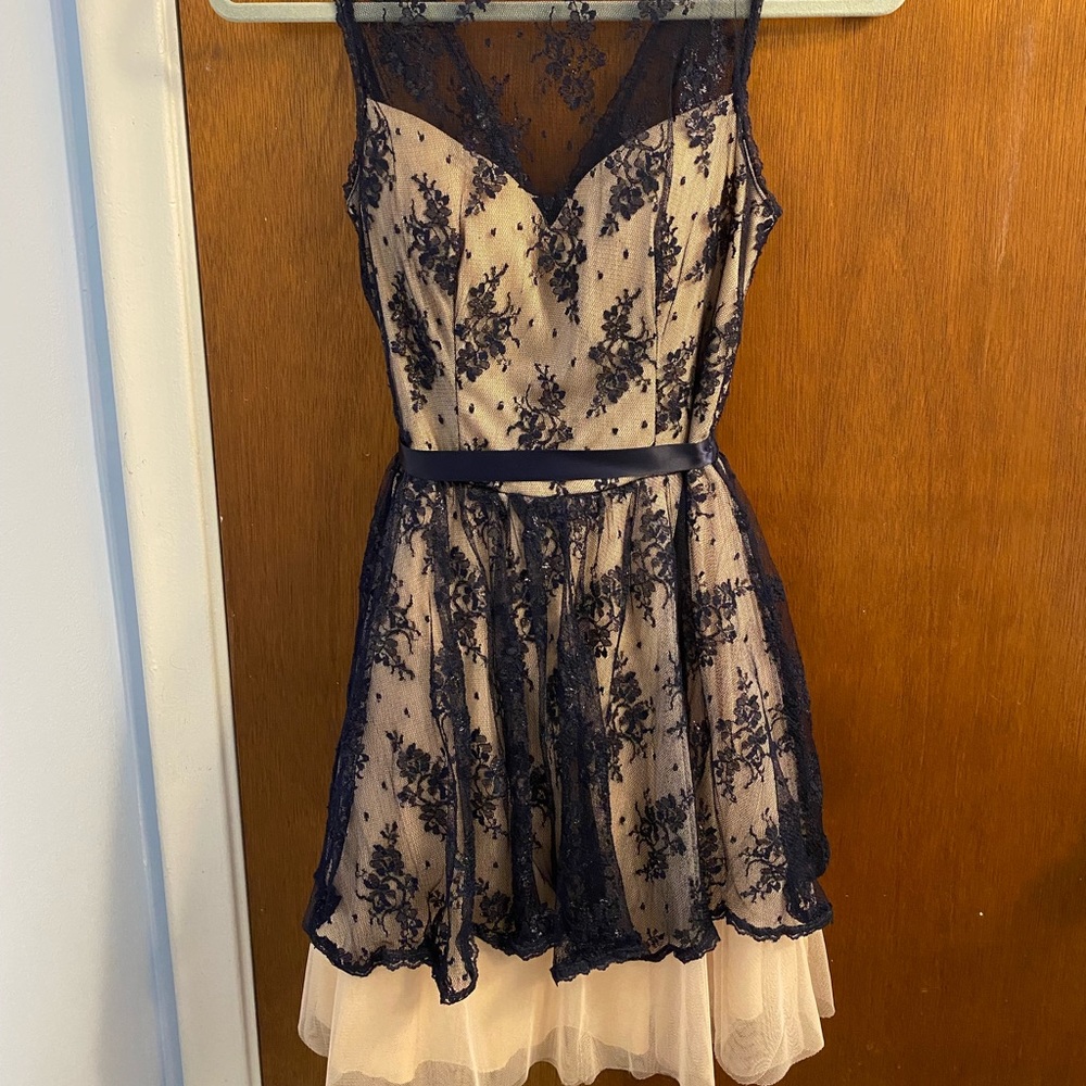 Blue lace floral dress